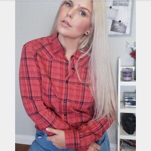 ARMANI exchange plaid coral